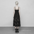 Gothic women dress dark lace strap sleeveless new design high quality casual fashion black sexy midi dresses OPQ-379 PUNK RAVE